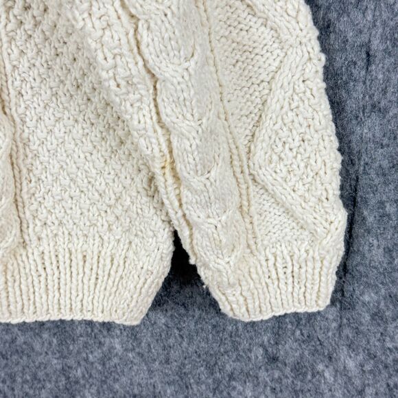 Invisible World Mens L Zip-Front Cardigan Sweater Chunky Knit Fisherman Ivory - Picture 11 of 11